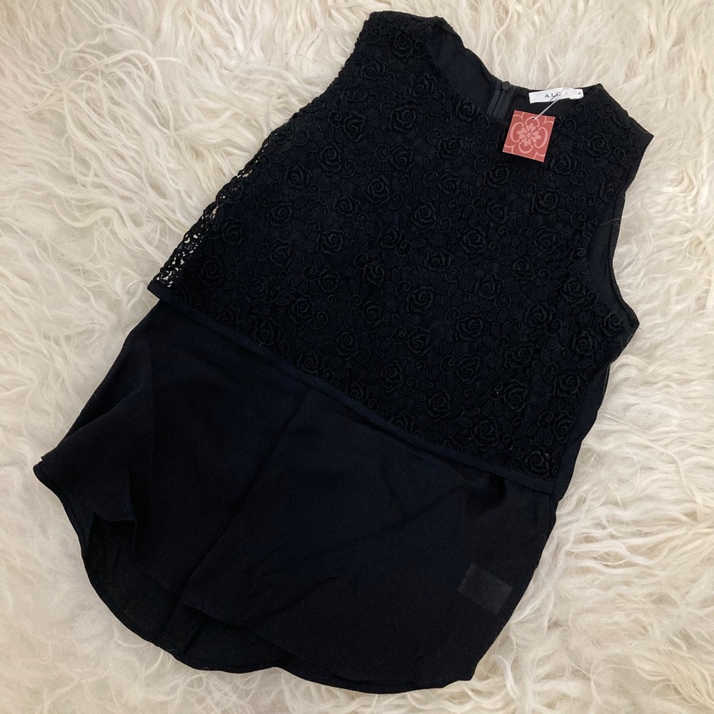 A.L.C. Silk Lace Pattern Top